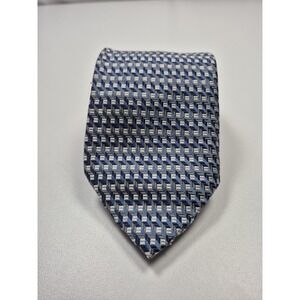 MODERN ELEMENTS Tie Mens One Size Blue Geometric 100% Silk Pointed Classic